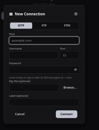 Connect dialog